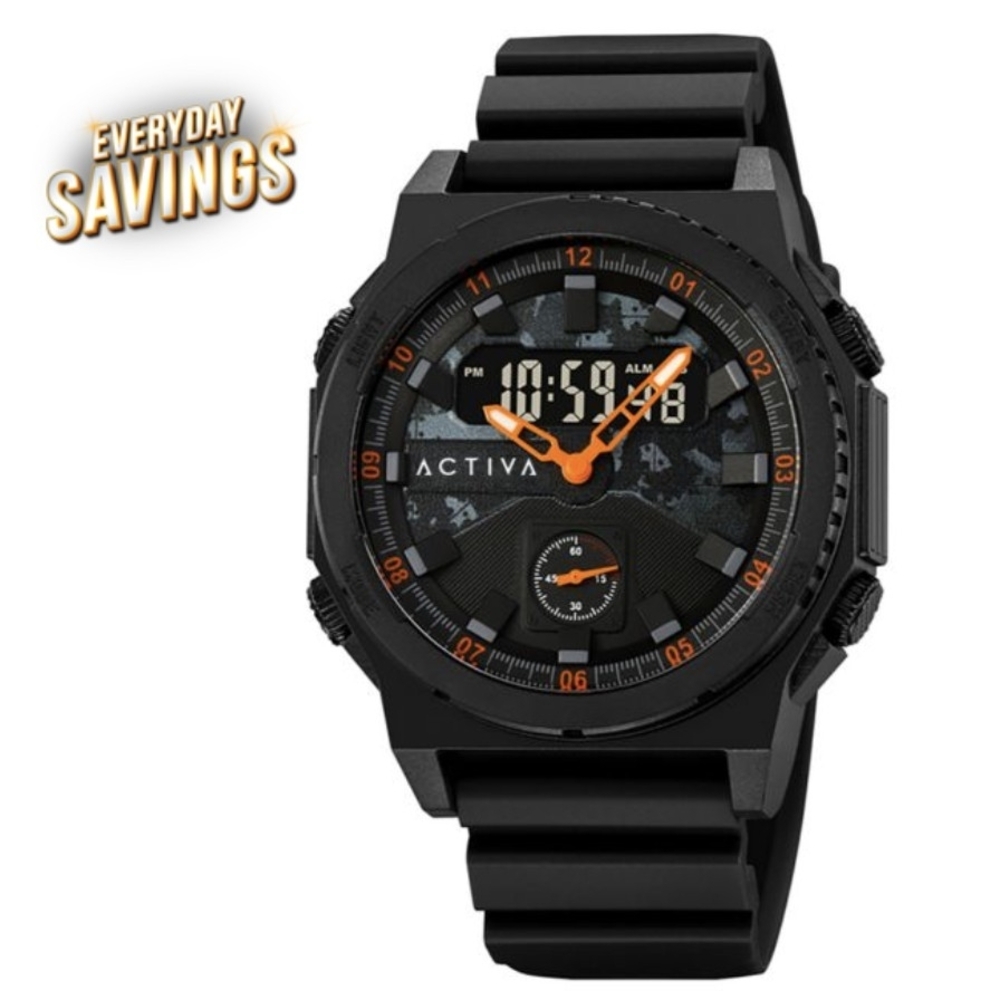 Activa Silver and Black Watch Back